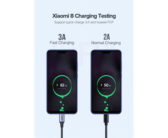 Дата кабель USB 2.0 AM to Type-C 3.0m 3.0A 18W US288 Space Gray Ugreen (60408), изображение 7 Дата кабель USB 2.0 AM to Type-C 3.0m 3.0A 18W US288 Space Gray Ugreen (60408), изображение 7
