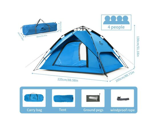 Намет Naturehike NH21ZP008 4x Blue (6927595777558), зображення 6 Намет Naturehike NH21ZP008 4x Blue (6927595777558), зображення 6