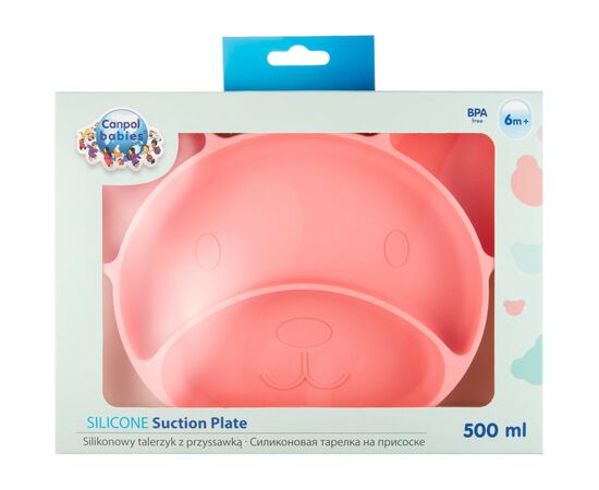 Тарелка детская Canpol babies Мишка на присоске Розовая (51/401_pin), изображение 2 Тарелка детская Canpol babies Мишка на присоске Розовая (51/401_pin), изображение 2