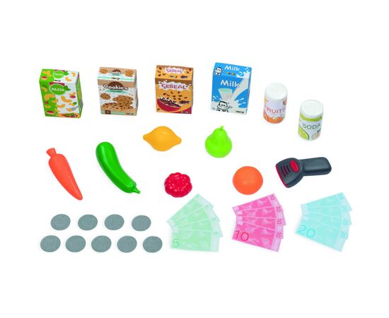 Игровой набор Smoby Интерактивный маркет с электронной кассой и тележкой 34 аксессуара (350230), изображение 3 Игровой набор Smoby Интерактивный маркет с электронной кассой и тележкой 34 аксессуара (350230), изображение 3