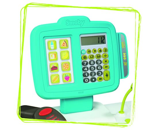 Игровой набор Smoby Интерактивный маркет с электронной кассой и тележкой 34 аксессуара (350230), изображение 5 Игровой набор Smoby Интерактивный маркет с электронной кассой и тележкой 34 аксессуара (350230), изображение 5