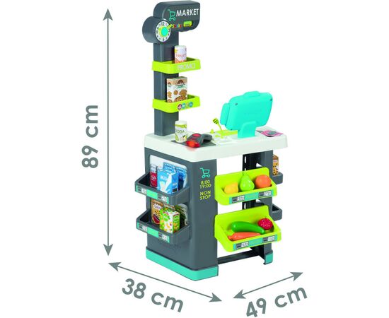 Игровой набор Smoby Интерактивный маркет с электронной кассой и тележкой 34 аксессуара (350230), изображение 8 Игровой набор Smoby Интерактивный маркет с электронной кассой и тележкой 34 аксессуара (350230), изображение 8