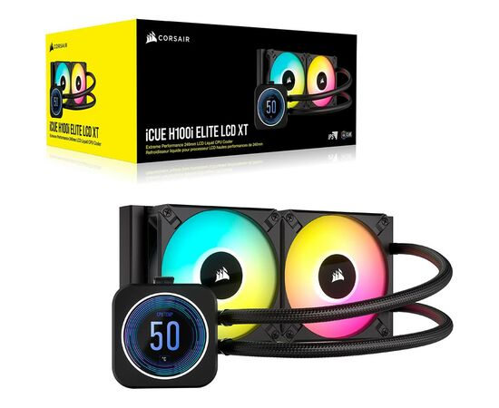 Система водного охлаждения Corsair iCUE H100i Elite LCD XT Display Liqui (CW-9060074-WW), изображение 2 Система водного охлаждения Corsair iCUE H100i Elite LCD XT Display Liqui (CW-9060074-WW), изображение 2