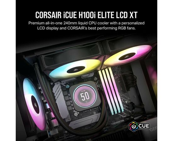 Система водного охлаждения Corsair iCUE H100i Elite LCD XT Display Liqui (CW-9060074-WW), изображение 8 Система водного охлаждения Corsair iCUE H100i Elite LCD XT Display Liqui (CW-9060074-WW), изображение 8