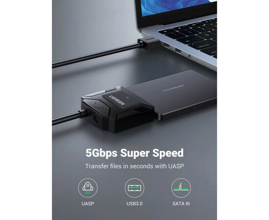 Переходник USB 3.0 Type-А to SATA III (F) CR108 Ugreen (20611), изображение 3 Переходник USB 3.0 Type-А to SATA III (F) CR108 Ugreen (20611), изображение 3