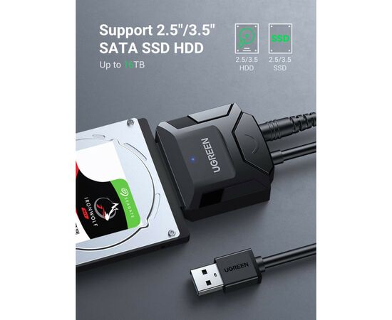 Переходник USB 3.0 Type-А to SATA III (F) CR108 Ugreen (20611), изображение 4 Переходник USB 3.0 Type-А to SATA III (F) CR108 Ugreen (20611), изображение 4