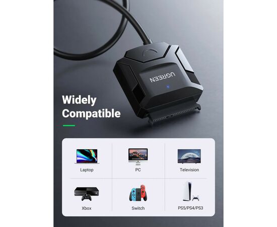 Переходник USB 3.0 Type-А to SATA III (F) CR108 Ugreen (20611), изображение 7 Переходник USB 3.0 Type-А to SATA III (F) CR108 Ugreen (20611), изображение 7
