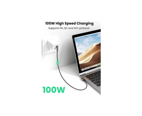 Дата кабель USB 2.0Type-C to Type-C 2.0m 5A 100W US335 90-degree Space Gray Ugreen (70698), изображение 2 Дата кабель USB 2.0Type-C to Type-C 2.0m 5A 100W US335 90-degree Space Gray Ugreen (70698), изображение 2