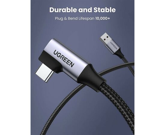 Дата кабель USB 3.0Type-C to Type-C 1.0m 60W US385 90-degree Black Ugreen (20299), изображение 3 Дата кабель USB 3.0Type-C to Type-C 1.0m 60W US385 90-degree Black Ugreen (20299), изображение 3