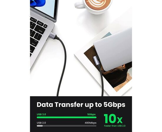 Дата кабель USB 3.0Type-C to Type-C 1.0m 60W US385 90-degree Black Ugreen (20299), изображение 6 Дата кабель USB 3.0Type-C to Type-C 1.0m 60W US385 90-degree Black Ugreen (20299), изображение 6