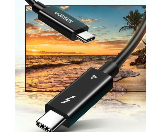 Дата кабель USB 4.0Type-C to Type-C 0.8m THUNDERBOLTUS501 8K40Gbps Black Ugreen (30389), изображение 6 Дата кабель USB 4.0Type-C to Type-C 0.8m THUNDERBOLTUS501 8K40Gbps Black Ugreen (30389), изображение 6