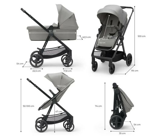 Коляска Kinderkraft 3 в 1 Newly Moonlight Grey (KSNEWL00GRY3000) (5902533921874), изображение 8 Коляска Kinderkraft 3 в 1 Newly Moonlight Grey (KSNEWL00GRY3000) (5902533921874), изображение 8