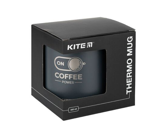 Поильник-непроливайка Kite Coffee ON термочашка 400 мл, графит (K22-379-01-2), изображение 2 Поильник-непроливайка Kite Coffee ON термочашка 400 мл, графит (K22-379-01-2), изображение 2