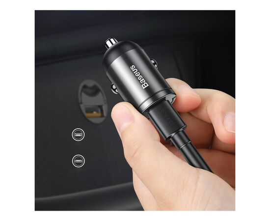 Зарядное устройство Baseus Tiny Star Mini PPS Car Charge USB-A Gray (VCHX-B0G), изображение 8 Зарядное устройство Baseus Tiny Star Mini PPS Car Charge USB-A Gray (VCHX-B0G), изображение 8