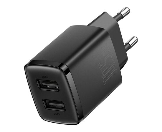 Зарядное устройство Baseus Compact Charger 2U Black (CCXJ010201), изображение 2 Зарядное устройство Baseus Compact Charger 2U Black (CCXJ010201), изображение 2