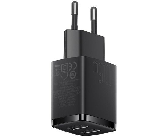 Зарядное устройство Baseus Compact Charger 2U Black (CCXJ010201), изображение 4 Зарядное устройство Baseus Compact Charger 2U Black (CCXJ010201), изображение 4