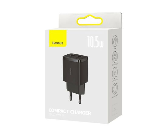 Зарядное устройство Baseus Compact Charger 2U Black (CCXJ010201), изображение 8 Зарядное устройство Baseus Compact Charger 2U Black (CCXJ010201), изображение 8