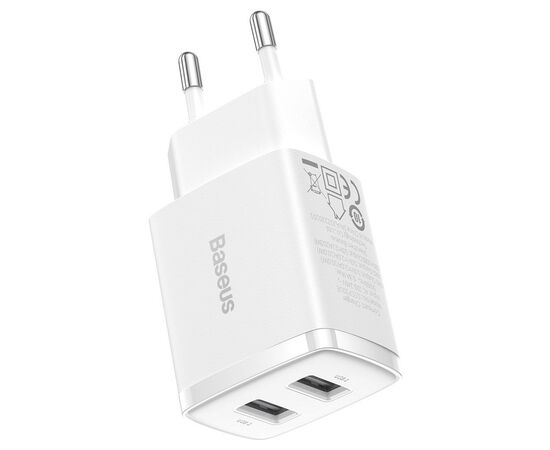 Зарядное устройство Baseus Compact Charger 2U White (CCXJ010202), изображение 4 Зарядное устройство Baseus Compact Charger 2U White (CCXJ010202), изображение 4