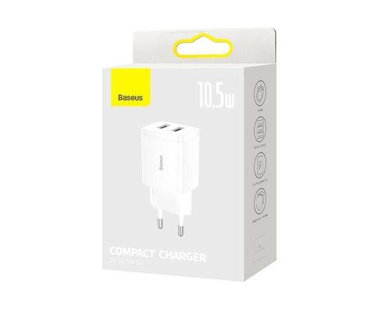 Зарядное устройство Baseus Compact Charger 2U White (CCXJ010202), изображение 8 Зарядное устройство Baseus Compact Charger 2U White (CCXJ010202), изображение 8