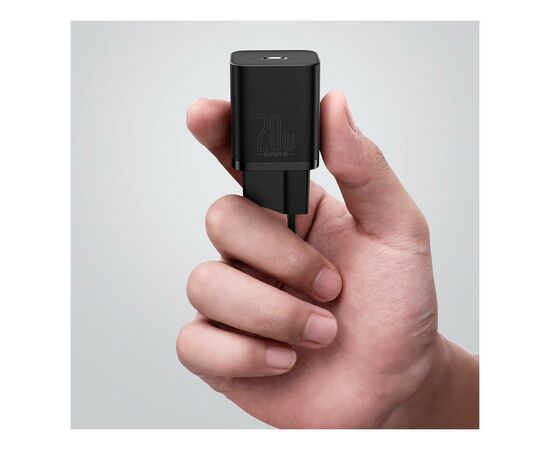 Зарядное устройство Baseus Super Si 1C 20W With Cable Type-C/iP Black (TZCCSUP-B01), изображение 8 Зарядное устройство Baseus Super Si 1C 20W With Cable Type-C/iP Black (TZCCSUP-B01), изображение 8