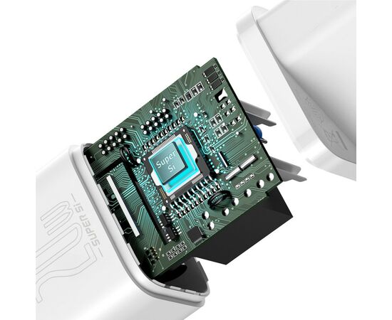 Зарядное устройство Baseus Super Si Quick Charger 1C 20W EU White (CCSUP-B02), изображение 4 Зарядное устройство Baseus Super Si Quick Charger 1C 20W EU White (CCSUP-B02), изображение 4