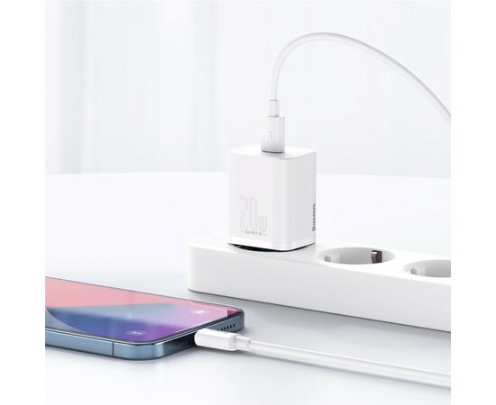 Зарядное устройство Baseus Super Si Quick Charger 1C 20W EU White (CCSUP-B02), изображение 5 Зарядное устройство Baseus Super Si Quick Charger 1C 20W EU White (CCSUP-B02), изображение 5