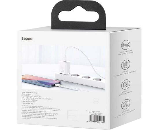 Зарядное устройство Baseus Super Si Quick Charger 1C 20W EU White (CCSUP-B02), изображение 7 Зарядное устройство Baseus Super Si Quick Charger 1C 20W EU White (CCSUP-B02), изображение 7