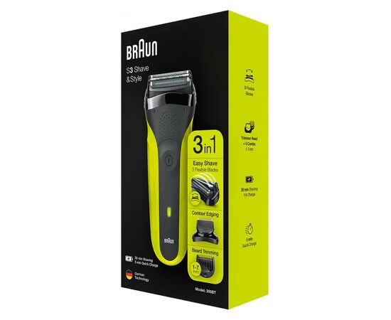 Электробритва Braun Series 3 300BT 5408 black/green, изображение 2 Электробритва Braun Series 3 300BT 5408 black/green, изображение 2