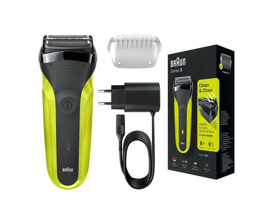 Электробритва Braun Series 3 300s 5408 black/green, изображение 3 Электробритва Braun Series 3 300s 5408 black/green, изображение 3