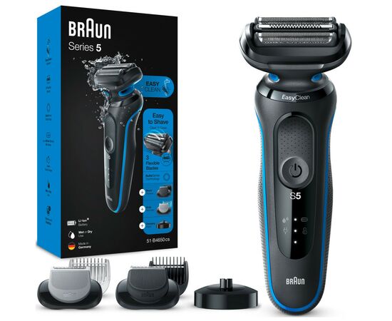 Электробритва Braun Series 5 51-B4650cs BLACK / BLUE, изображение 3 Электробритва Braun Series 5 51-B4650cs BLACK / BLUE, изображение 3