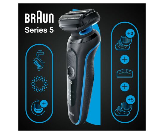 Электробритва Braun Series 5 51-B4650cs BLACK / BLUE, изображение 4 Электробритва Braun Series 5 51-B4650cs BLACK / BLUE, изображение 4