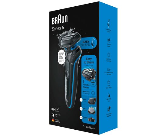 Электробритва Braun Series 5 51-B4650cs BLACK / BLUE, изображение 6 Электробритва Braun Series 5 51-B4650cs BLACK / BLUE, изображение 6