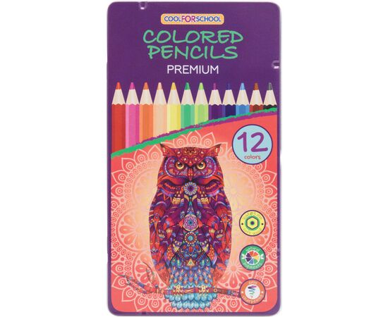 Карандаши цветные Cool For School Premium шестигранные, 12 цветов (CF15173)