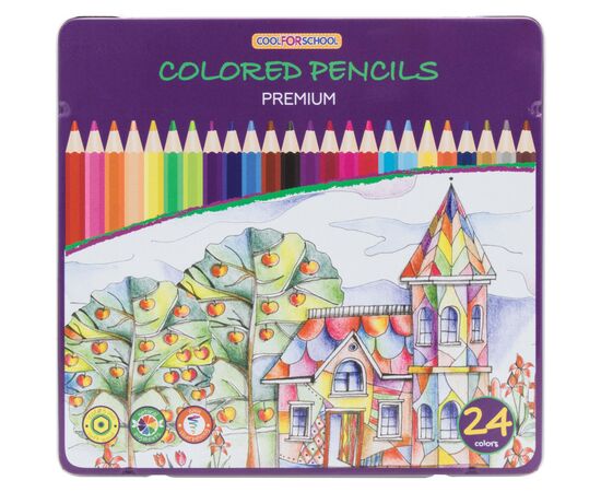 Карандаши цветные Cool For School Premium, шестигранные, 24 цвета (CF15174)