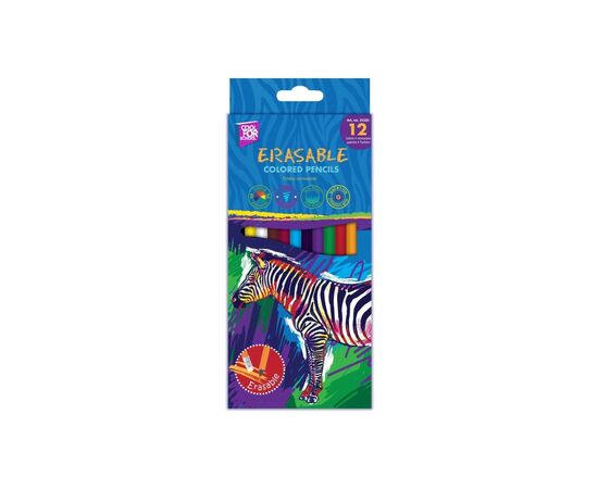 Карандаши цветные Cool For School Erasable стираются, трехгранные с резинкой 12 шт (CF15181)