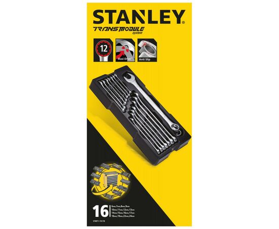 Ключ Stanley комбинированных MaxiDrive, 16 шт., в ложементе (STMT1-74178), изображение 3 Ключ Stanley комбинированных MaxiDrive, 16 шт., в ложементе (STMT1-74178), изображение 3