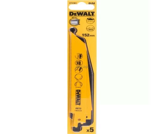 Полотно DeWALT пильное биметаллическое, быстрый пропил, 152 мм, 14 TPI, 5 шт (DT2361)