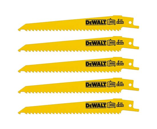Полотно DeWALT пильное биметаллическое, быстрый пропил, 152 мм, 6 TPI, 5 шт (DT2359), изображение 3 Полотно DeWALT пильное биметаллическое, быстрый пропил, 152 мм, 6 TPI, 5 шт (DT2359), изображение 3