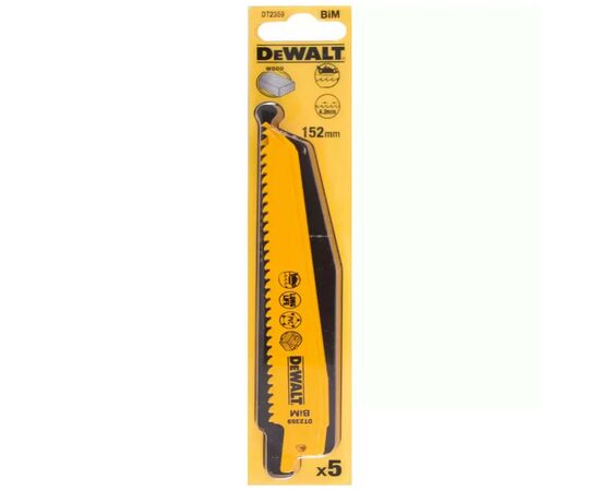Полотно DeWALT пильное биметаллическое, быстрый пропил, 152 мм, 6 TPI, 5 шт (DT2359)