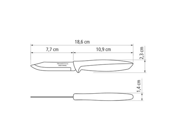 Кухонний ніж Tramontina Plenus Black Vegetable 76 мм (23420/103), зображення 4