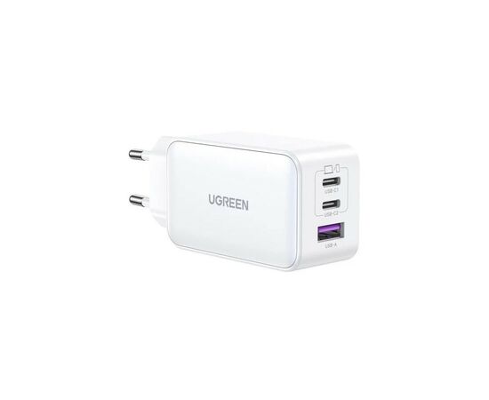Зарядний пристрій Ugreen USB-A+2*USB-C 65W GaN Tech Fast White (CD224/15334), зображення 2 Зарядний пристрій Ugreen USB-A+2*USB-C 65W GaN Tech Fast White (CD224/15334), зображення 2