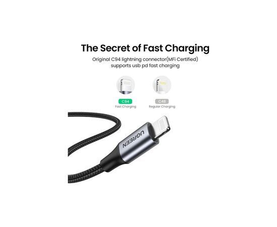 Дата кабель USB-C to Lightning 1.5m US304 MFI Black Ugreen (US304/60760), изображение 4