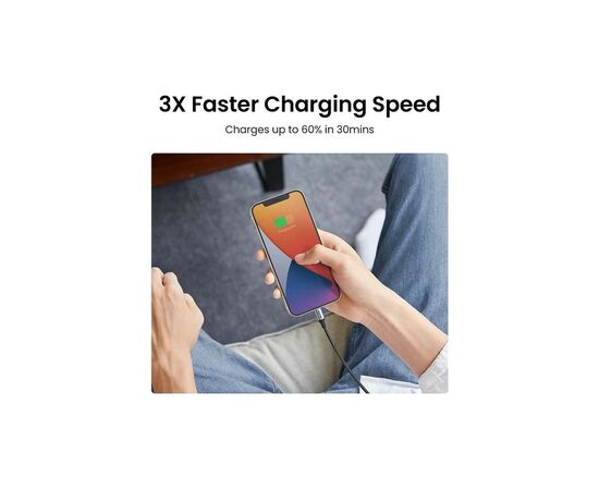 Дата кабель USB-C to Lightning 1.0m US304 MFI Black Ugreen (US304/60759), изображение 6 Дата кабель USB-C to Lightning 1.0m US304 MFI Black Ugreen (US304/60759), изображение 6