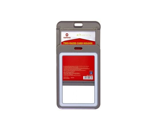 Бейдж Optima премиальный вертикальный 66х97 мм двусторонний, серый (O45682), изображение 2 Бейдж Optima премиальный вертикальный 66х97 мм двусторонний, серый (O45682), изображение 2