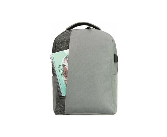 Рюкзак школьный Optima 17.5" USB Techno мужской 0.7 кг 16-25 л Серый с выделенными элементами (O97593-03), изображение 4 Рюкзак школьный Optima 17.5" USB Techno мужской 0.7 кг 16-25 л Серый с выделенными элементами (O97593-03), изображение 4