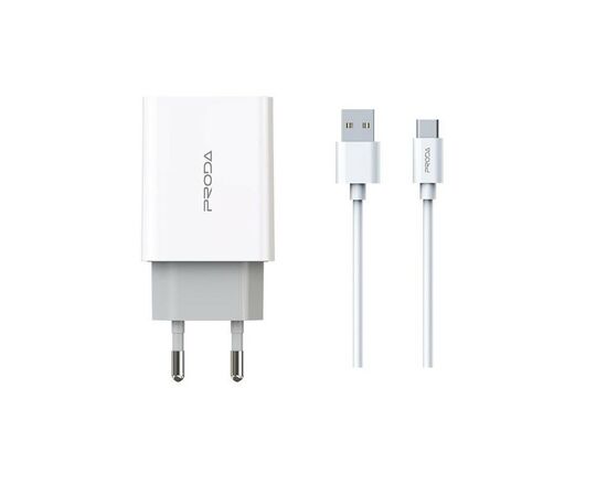 Зарядное устройство Proda PD-A28a 2хUSB 2.4A + USB Type-C 1.0m (PD-A28c-WH)
