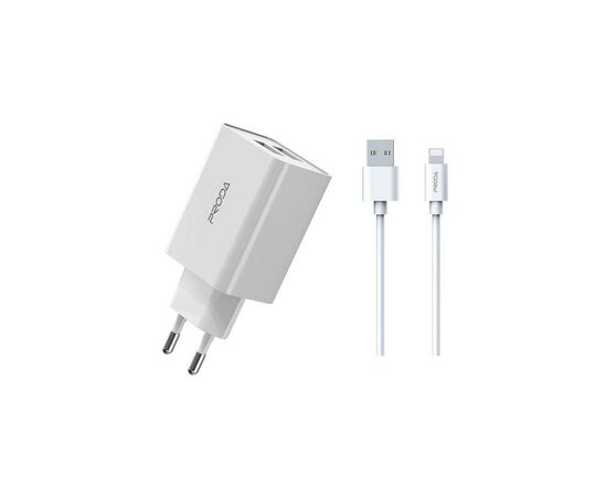 Зарядное устройство Proda PD-A28i 2хUSB 2.4A + USB Ligthtning 1.0m (PD-A28i-WH)