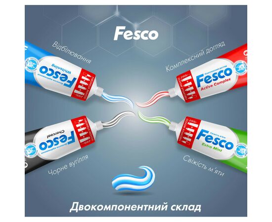 Зубная паста Fesco Charcoal Деликатное отбеливание 250 мл (4823098414056), изображение 5 Зубная паста Fesco Charcoal Деликатное отбеливание 250 мл (4823098414056), изображение 5