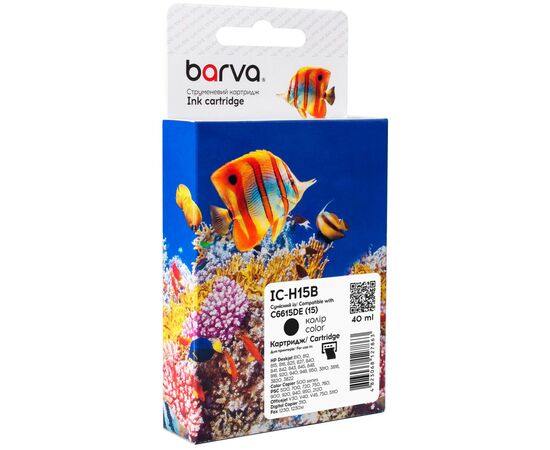 Картридж Barva HP 15 black/C6615DE, 40 мл (IC-H15B)