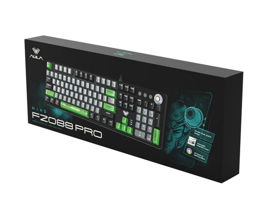Клавиатура Aula F2088 PRO Plus 9 Green Keys KRGD Blue USB UA Black/Gray (6948391234892), изображение 2 Клавиатура Aula F2088 PRO Plus 9 Green Keys KRGD Blue USB UA Black/Gray (6948391234892), изображение 2